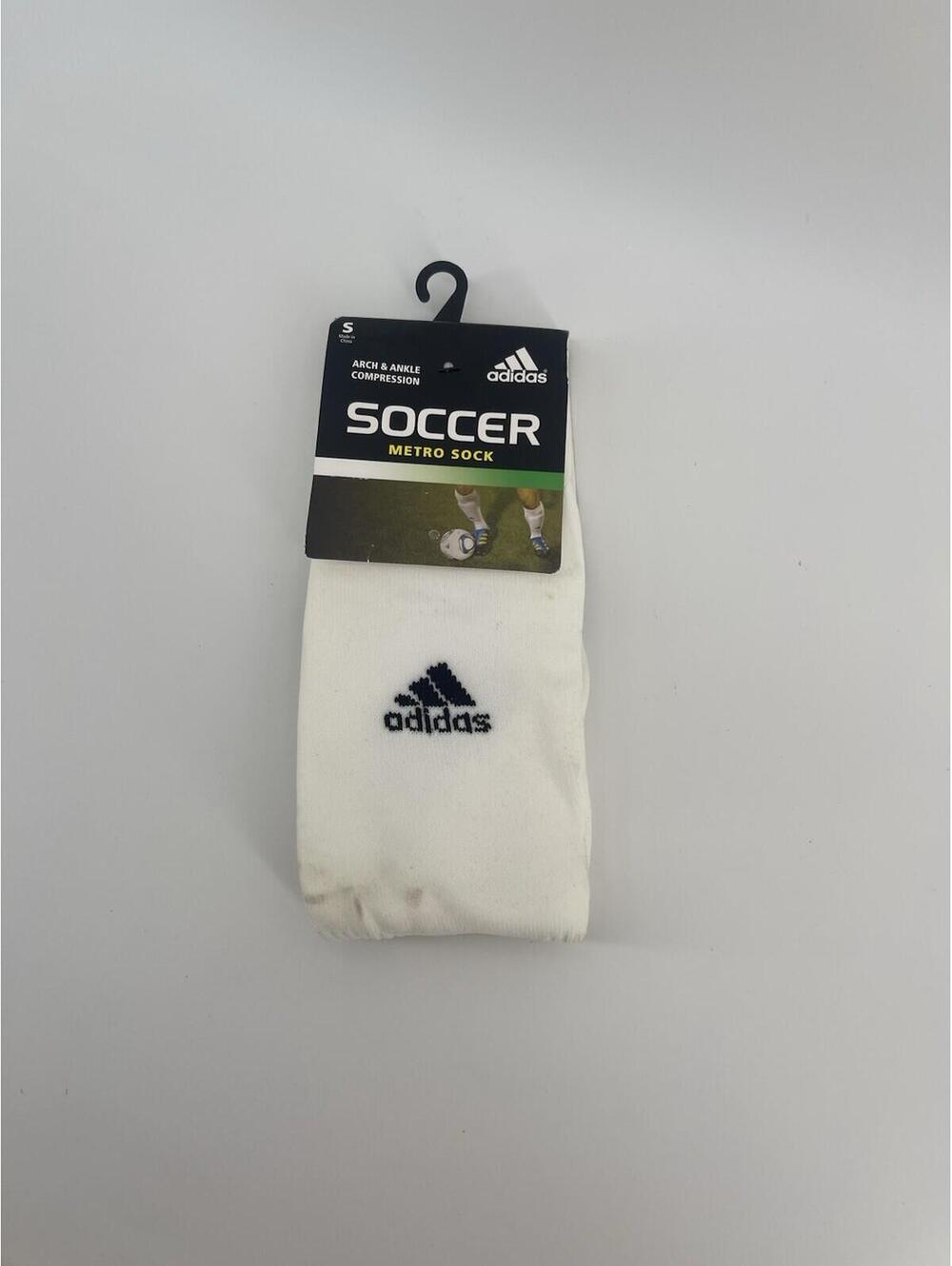 New Adidas Metro Soccer Socks, Size “S” 1 Pair, White . J.1